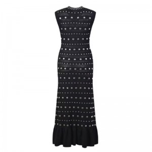 Καλοκαιρινό κολάρο σε κολάρο αμάνικο ώμο, μεταλλικά πλεκτά φορέματα